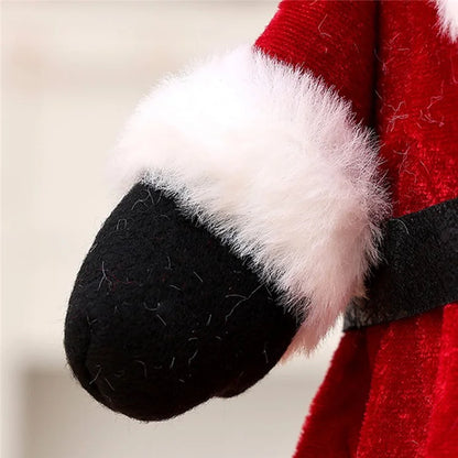 Velvet Wine Bottle Cover Santa Red Wine Bottle Sweater Cover with Belt Set for Christmas Party