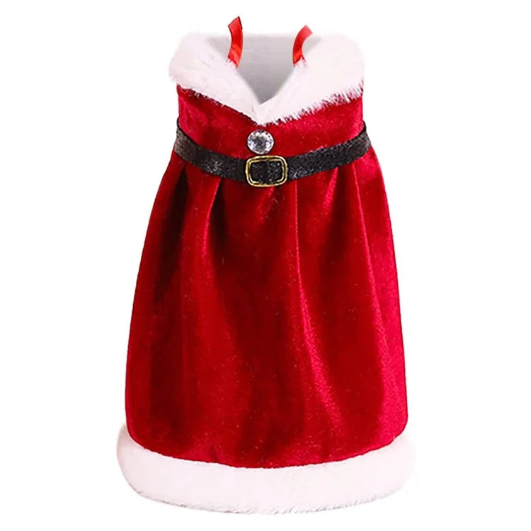 Velvet Wine Bottle Cover Santa Red Wine Bottle Sweater Cover with Belt Set for Christmas Party