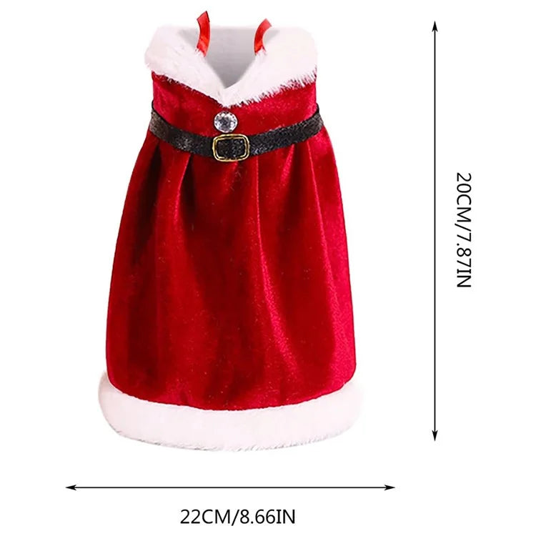 Velvet Wine Bottle Cover Santa Red Wine Bottle Sweater Cover with Belt Set for Christmas Party