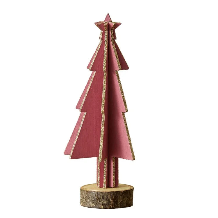 Mini Wooden Christmas Tree Home Sesktop Small Ornaments Simulated Tree Window Scene Layout