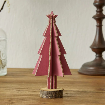 Mini Wooden Christmas Tree Home Sesktop Small Ornaments Simulated Tree Window Scene Layout
