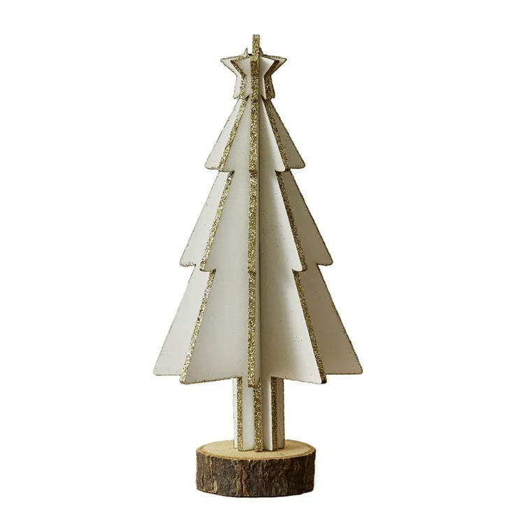 Mini Wooden Christmas Tree Home Sesktop Small Ornaments Simulated Tree Window Scene Layout