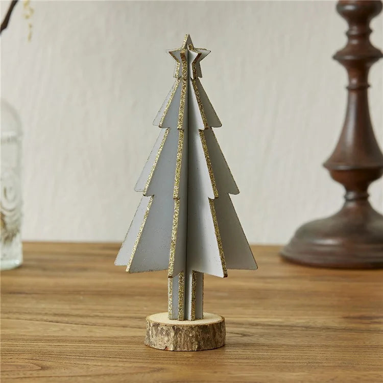 Mini Wooden Christmas Tree Home Sesktop Small Ornaments Simulated Tree Window Scene Layout