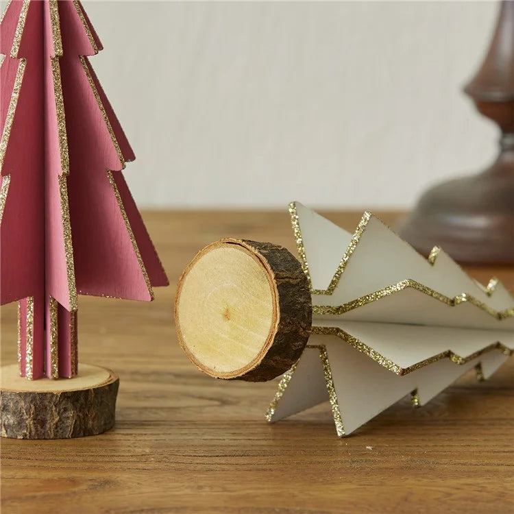 Mini Wooden Christmas Tree Home Sesktop Small Ornaments Simulated Tree Window Scene Layout
