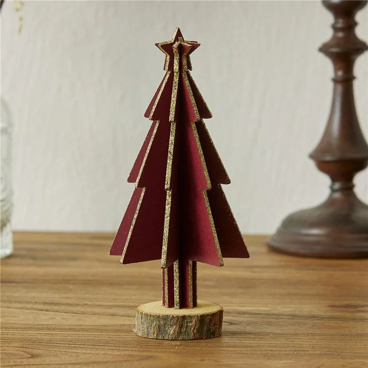 Mini Wooden Christmas Tree Home Sesktop Small Ornaments Simulated Tree Window Scene Layout
