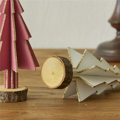 Mini Wooden Christmas Tree Home Sesktop Small Ornaments Simulated Tree Window Scene Layout