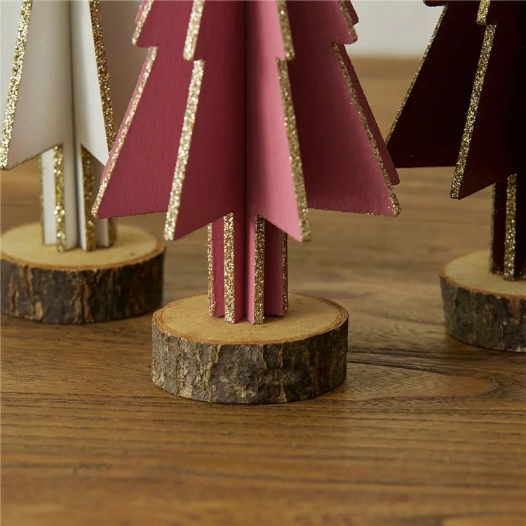 Mini Wooden Christmas Tree Home Sesktop Small Ornaments Simulated Tree Window Scene Layout