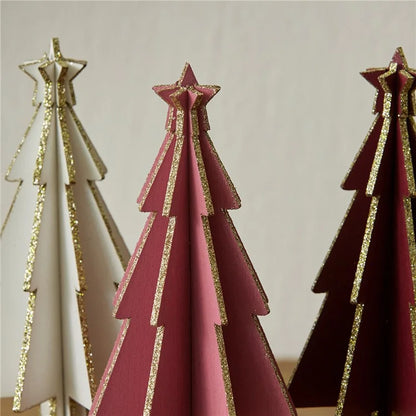 Mini Wooden Christmas Tree Home Sesktop Small Ornaments Simulated Tree Window Scene Layout