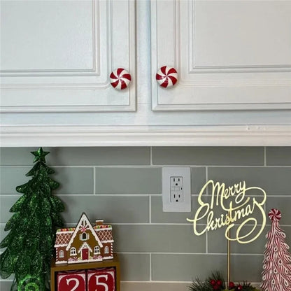 20PCS Christmas Silicone Red and White Candy Cabinet Handle Covers Christmas Decorations for Kitchen, Living Room and Bedroom Cabinets