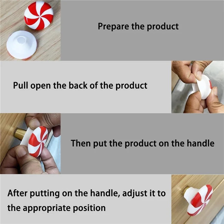10PCS Christmas Silicone Red and White Candy Cabinet Handle Covers Christmas Decorations for Kitchen, Living Room and Bedroom Cabinets