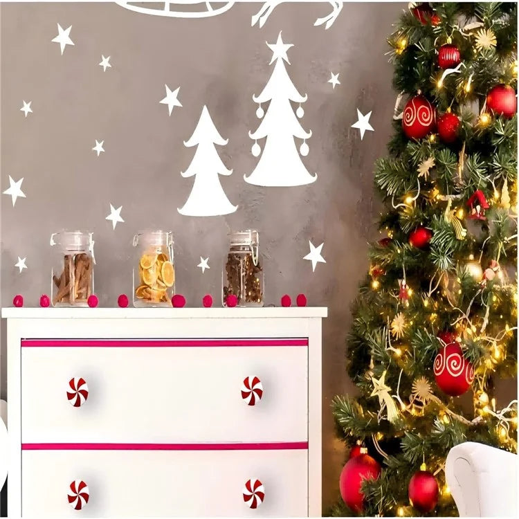 10PCS Christmas Silicone Red and White Candy Cabinet Handle Covers Christmas Decorations for Kitchen, Living Room and Bedroom Cabinets