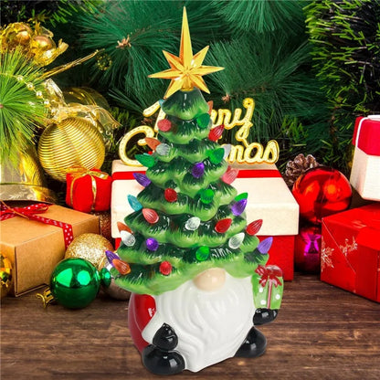 Christmas Battery Luminous Resin Gnome Colorful Light Ceramic Christmas Tree Christmas Table Decorations