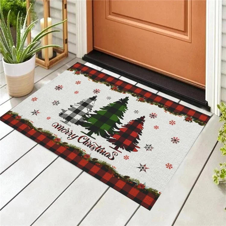 Christmas Door Mat 60x90cm Non Slip Cashmere+TPR Entrance Doormat Floor Mat Kitchen Home Decor