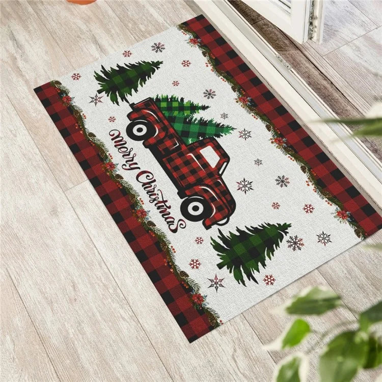 Christmas Door Mat 60x90cm Non Slip Cashmere+TPR Entrance Doormat Floor Mat Kitchen Home Decor