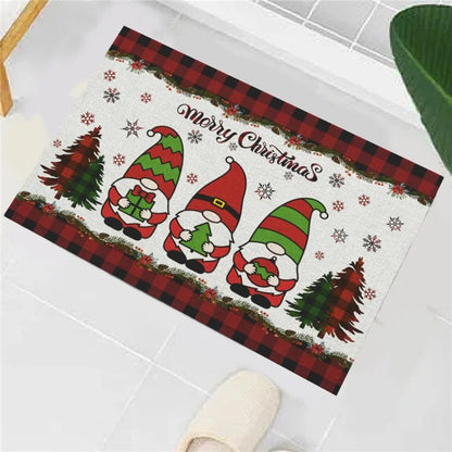 Christmas Door Mat 60x90cm Non Slip Cashmere+TPR Entrance Doormat Floor Mat Kitchen Home Decor