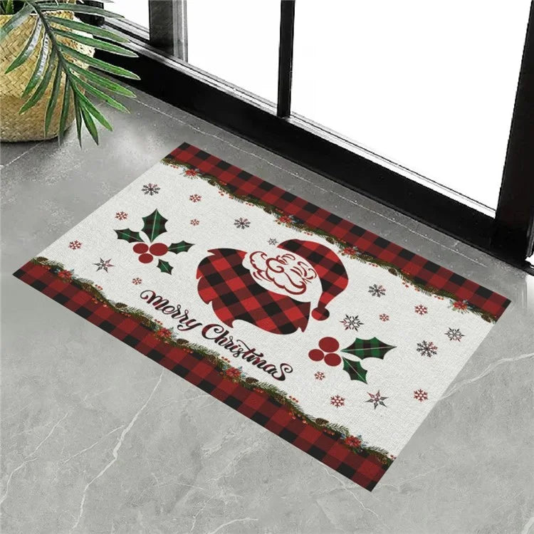 Christmas Door Mat 60x90cm Non Slip Cashmere+TPR Entrance Doormat Floor Mat Kitchen Home Decor