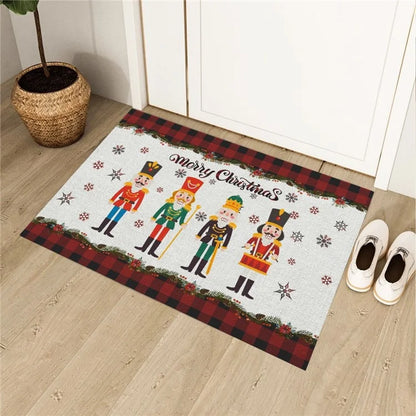 Christmas Door Mat 60x90cm Non Slip Cashmere+TPR Entrance Doormat Floor Mat Kitchen Home Decor
