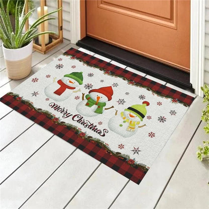 Christmas Door Mat 40x60cm Non Slip Cashmere+TPR Entrance Doormat Floor Mat Kitchen Home Decor