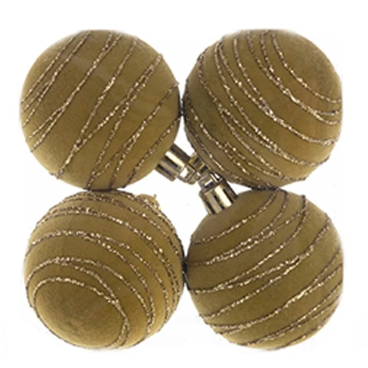 4Pcs 6cm Electroplated Flocking Christmas Ball Reusable Xmas Tree Hanging Ornament
