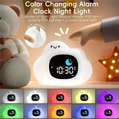 JL-820 Cartoon Cloud Shape White Noise Alarm Clock Sleep Bedside Lamp Tap Control Night Light