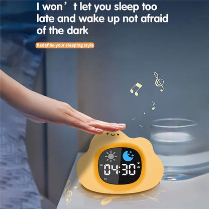 JL-820 Cartoon Cloud Shape White Noise Alarm Clock Sleep Bedside Lamp Tap Control Night Light