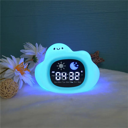 JL-820 Cartoon Cloud Shape White Noise Alarm Clock Sleep Bedside Lamp Tap Control Night Light