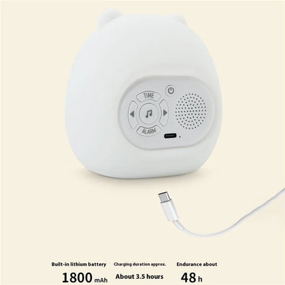 JL-827 Little Bear Shape White Noise Alarm Clock Sleep Bedside Lamp Tap Control Night Light
