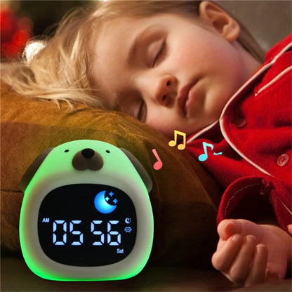 JL-824 Cartoon Dog Shape White Noise Alarm Clock Sleep Bedside Lamp Tap Control Night Light