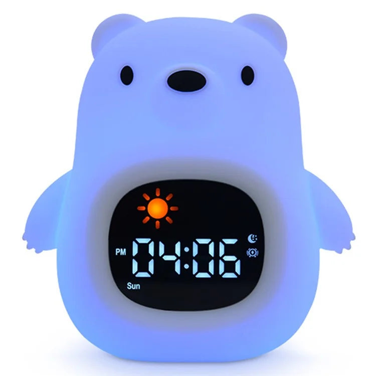JL-821 White Bear Shape White Noise Alarm Clock Sleep Bedside Lamp Tap Control Night Light