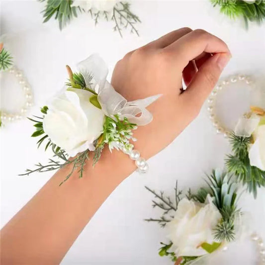 Simulated Rose Handmade Silk Flower Bride Bridemaid Corsage / Wrist Flower for Wedding Party