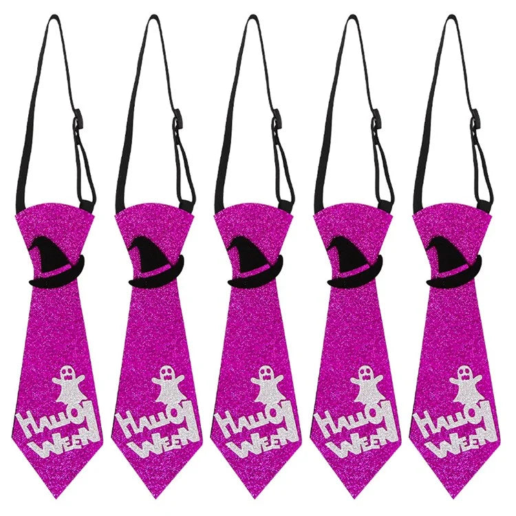 5Pcs Halloween Tie Kids Adult Halloween Party Felt Cloth Necktie Costume Props