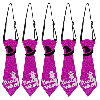5Pcs Halloween Tie Kids Adult Halloween Party Felt Cloth Necktie Costume Props