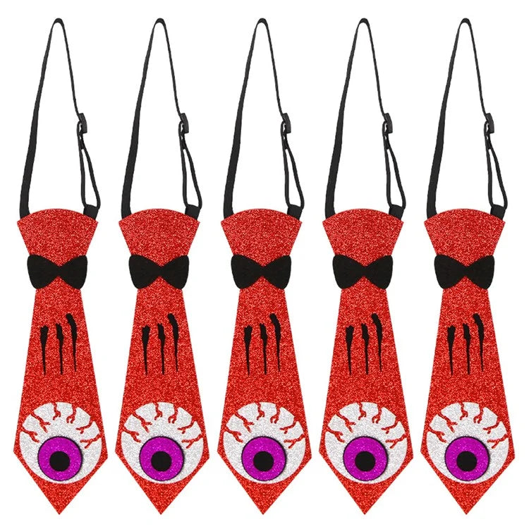 5Pcs Halloween Tie Kids Adult Halloween Party Felt Cloth Necktie Costume Props
