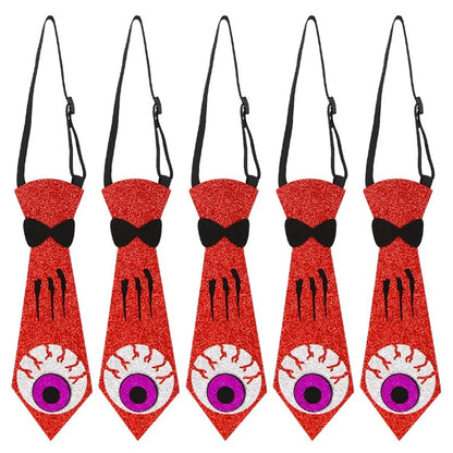 5Pcs Halloween Tie Kids Adult Halloween Party Felt Cloth Necktie Costume Props