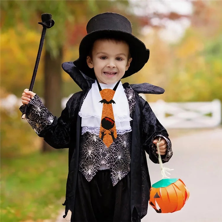 5Pcs Halloween Tie Kids Adult Halloween Party Felt Cloth Necktie Costume Props