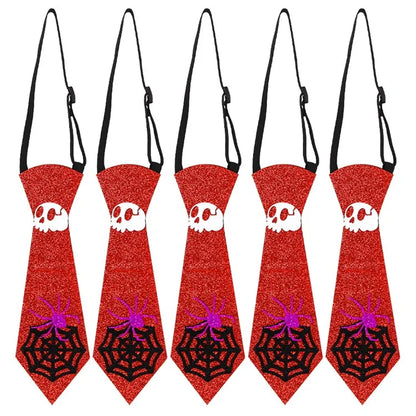 5Pcs Halloween Tie Kids Adult Halloween Party Felt Cloth Necktie Costume Props