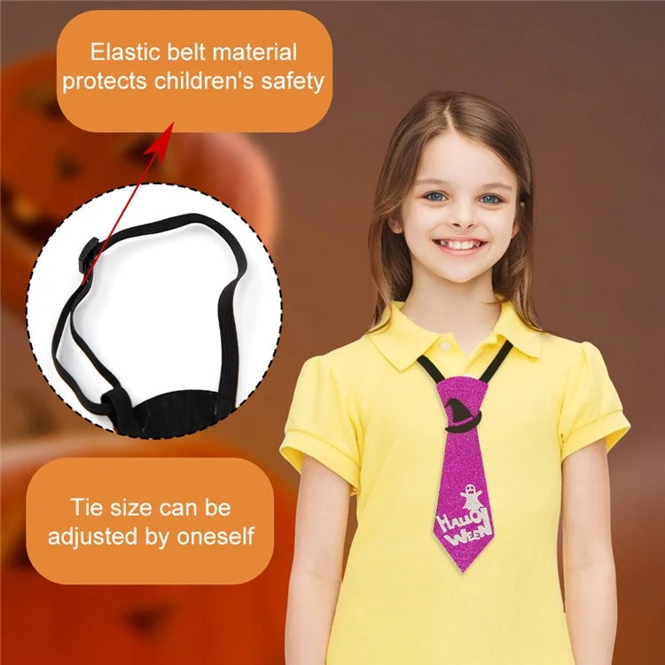 5Pcs Halloween Tie Kids Adult Halloween Party Felt Cloth Necktie Costume Props