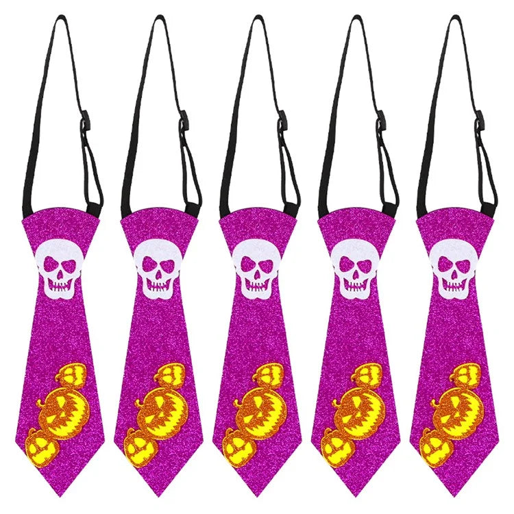 5Pcs Halloween Tie Kids Adult Halloween Party Felt Cloth Necktie Costume Props