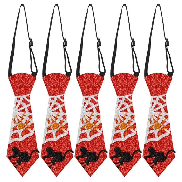 5Pcs Halloween Tie Kids Adult Halloween Party Felt Cloth Necktie Costume Props