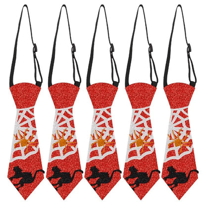 5Pcs Halloween Tie Kids Adult Halloween Party Felt Cloth Necktie Costume Props