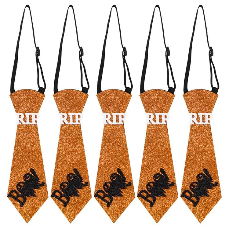 5Pcs Halloween Tie Kids Adult Halloween Party Felt Cloth Necktie Costume Props