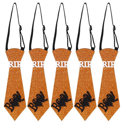 5Pcs Halloween Tie Kids Adult Halloween Party Felt Cloth Necktie Costume Props