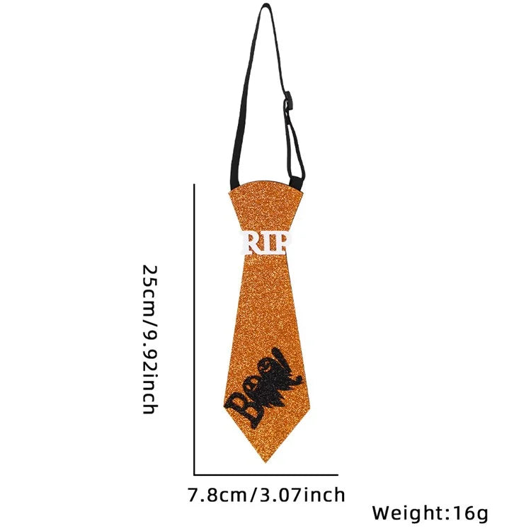 5Pcs Halloween Tie Kids Adult Halloween Party Felt Cloth Necktie Costume Props