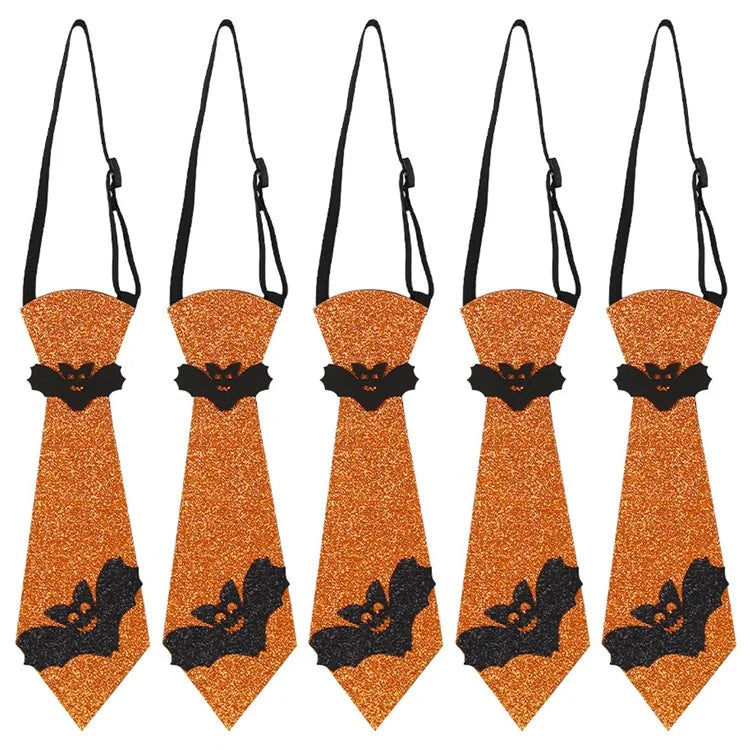 5Pcs Halloween Tie Kids Adult Halloween Party Felt Cloth Necktie Costume Props