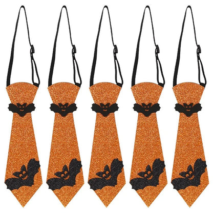 5Pcs Halloween Tie Kids Adult Halloween Party Felt Cloth Necktie Costume Props