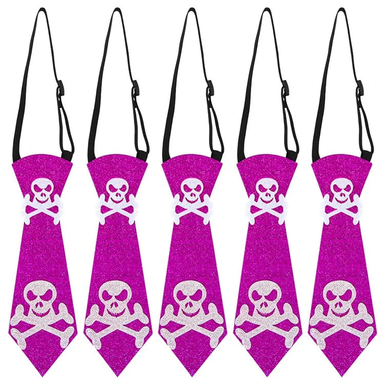 5Pcs Halloween Tie Kids Adult Halloween Party Felt Cloth Necktie Costume Props