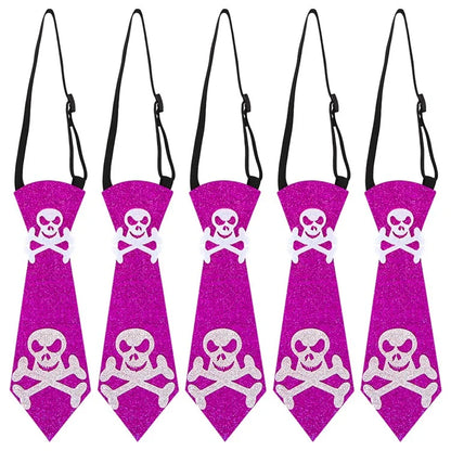 5Pcs Halloween Tie Kids Adult Halloween Party Felt Cloth Necktie Costume Props