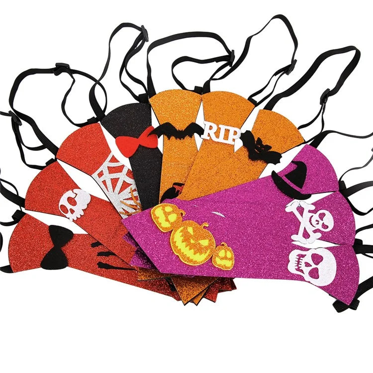 5Pcs Halloween Tie Kids Adult Halloween Party Felt Cloth Necktie Costume Props