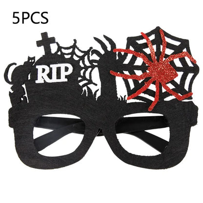 5Pcs / Set Halloween Eyeglasses Spider Web Plastic Glasses Bat Masquerade Party Prop