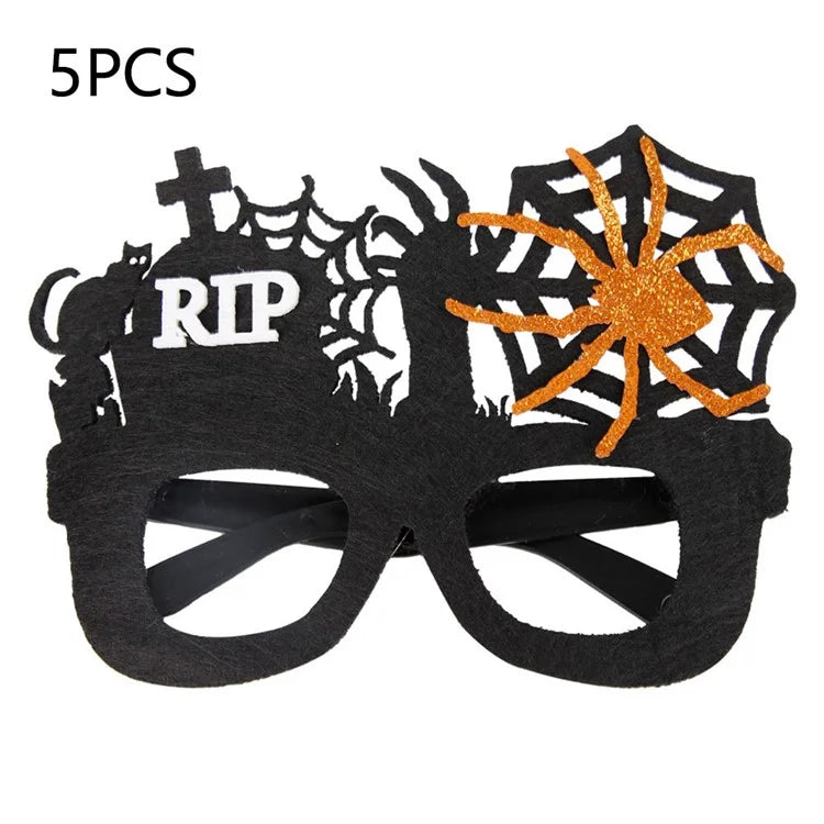 5Pcs / Set Halloween Eyeglasses Spider Web Plastic Glasses Bat Masquerade Party Prop